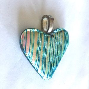 Glass metallic heart pendant